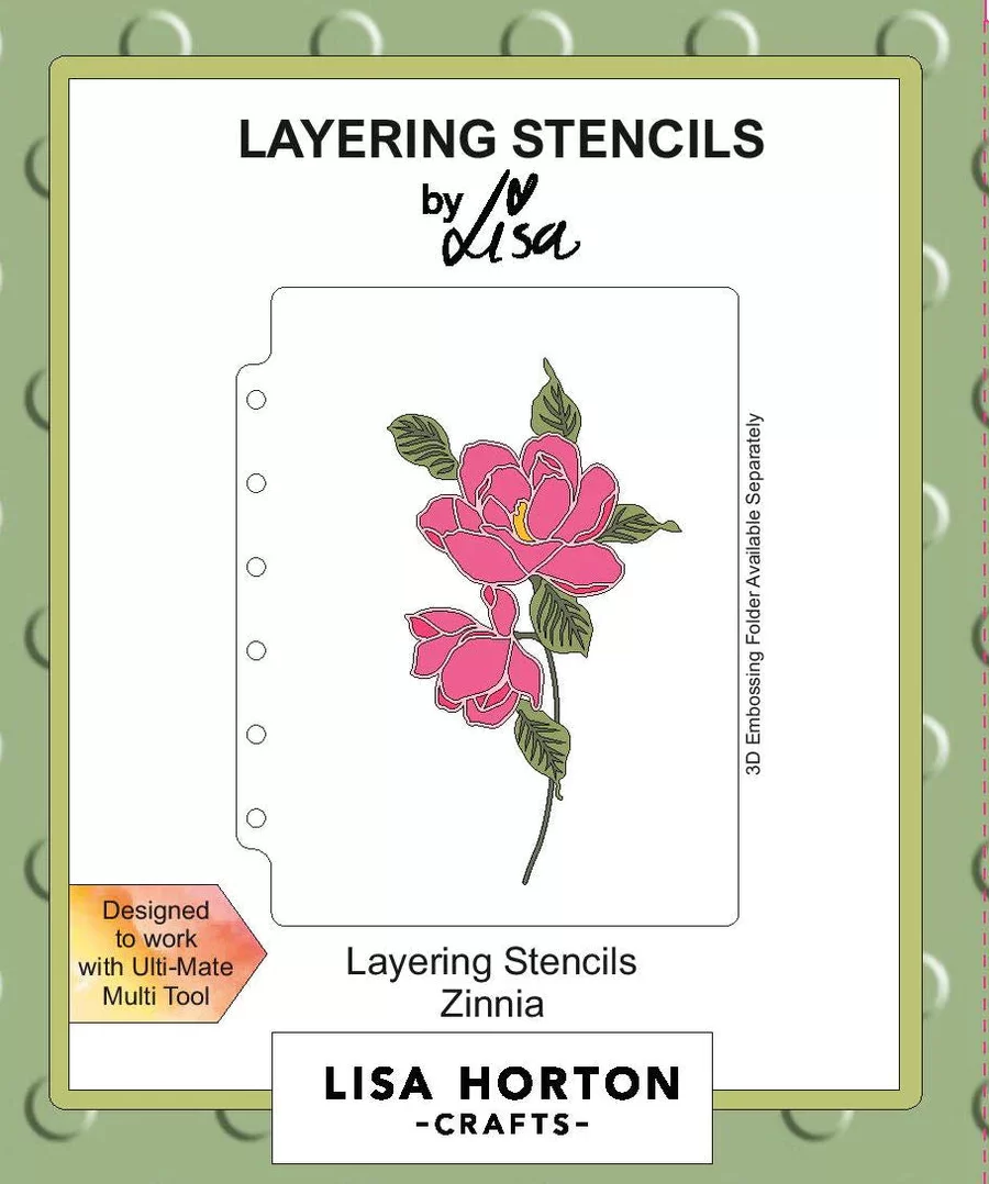 Lisa Horton Zinnia 3D Slimline Embossing Folder, Die & Layering Stencils