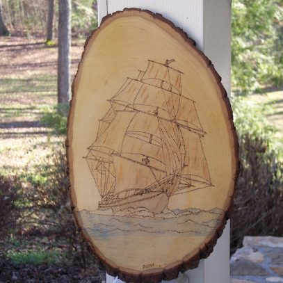 Sailing Ship Woodburning Pyrography