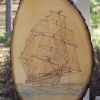 Sailing Ship Woodburning Pyrography