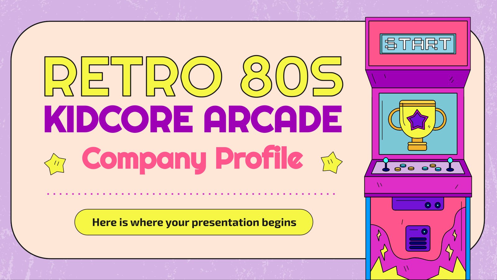 Retro 80s Kidcore Arcade Company Profile presentation template 