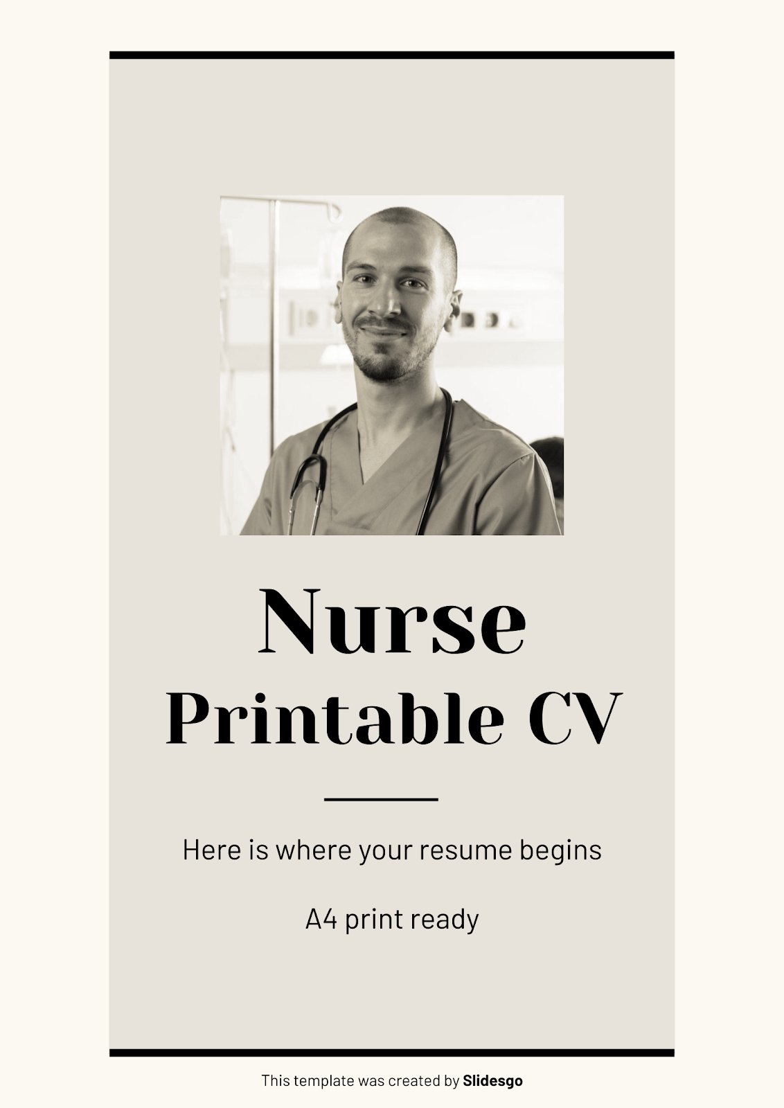 Nurse Printable CV presentation template 