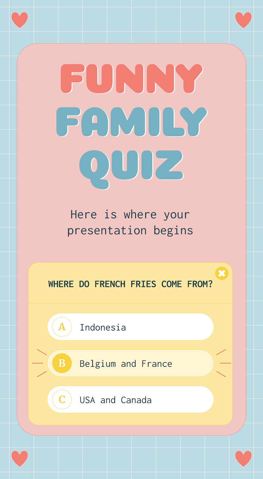 Funny Family Quiz presentation template 