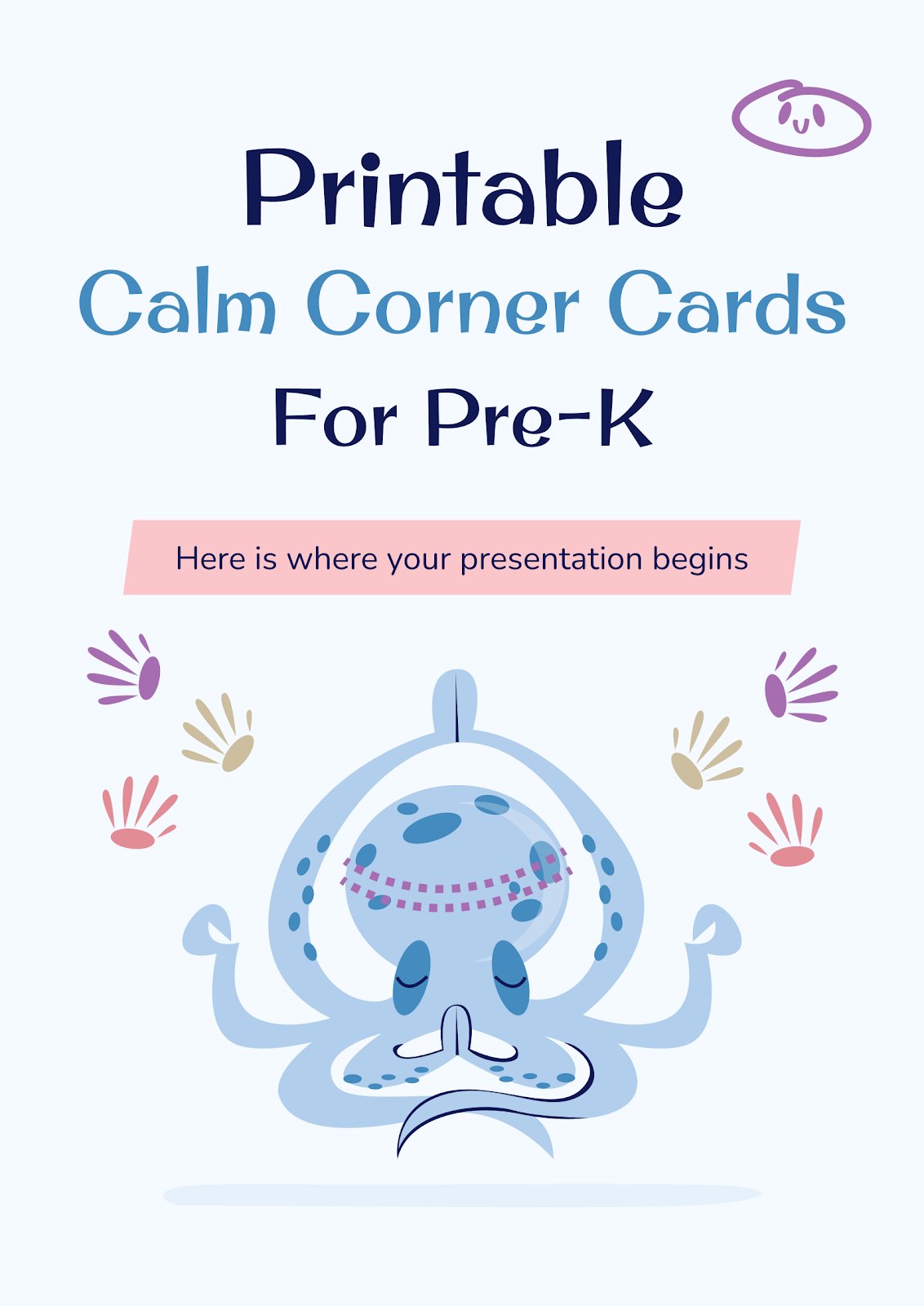 Printable Calm Corner Cards for Pre-K presentation template 