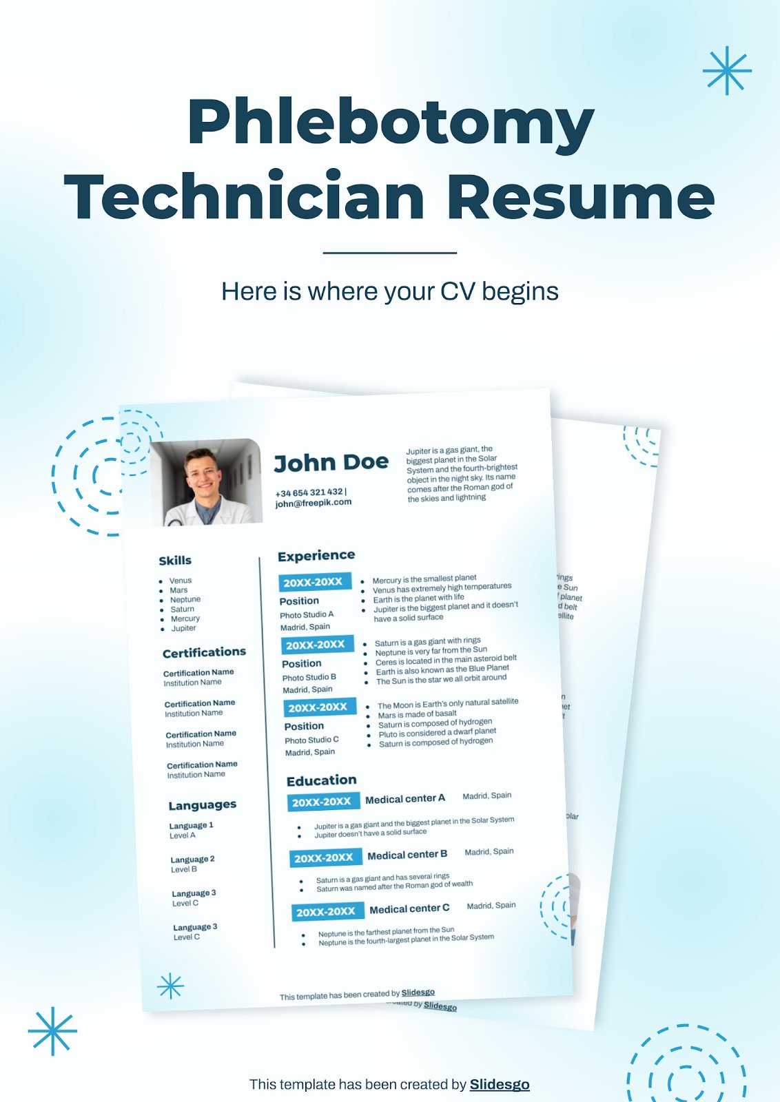 Phlebotomy Technician Resume presentation template 