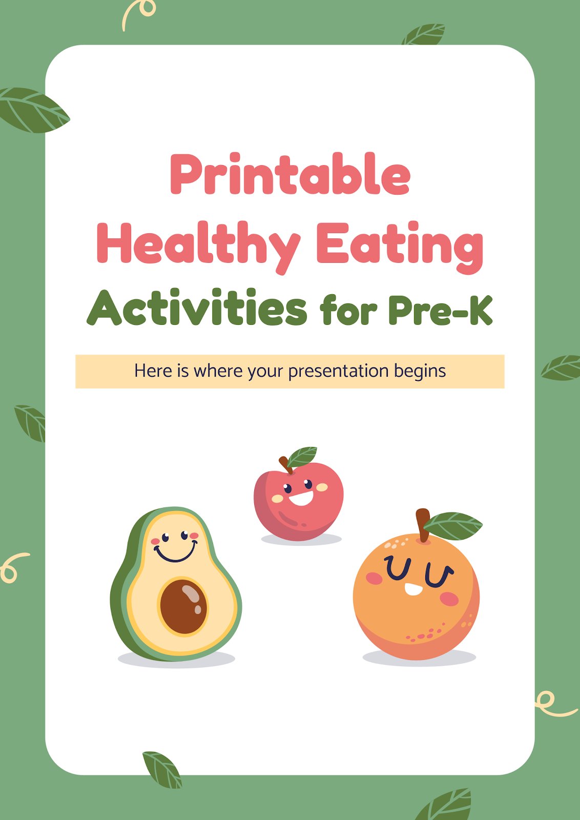 Printable Healthy Eating Activities for Pre-K presentation template 