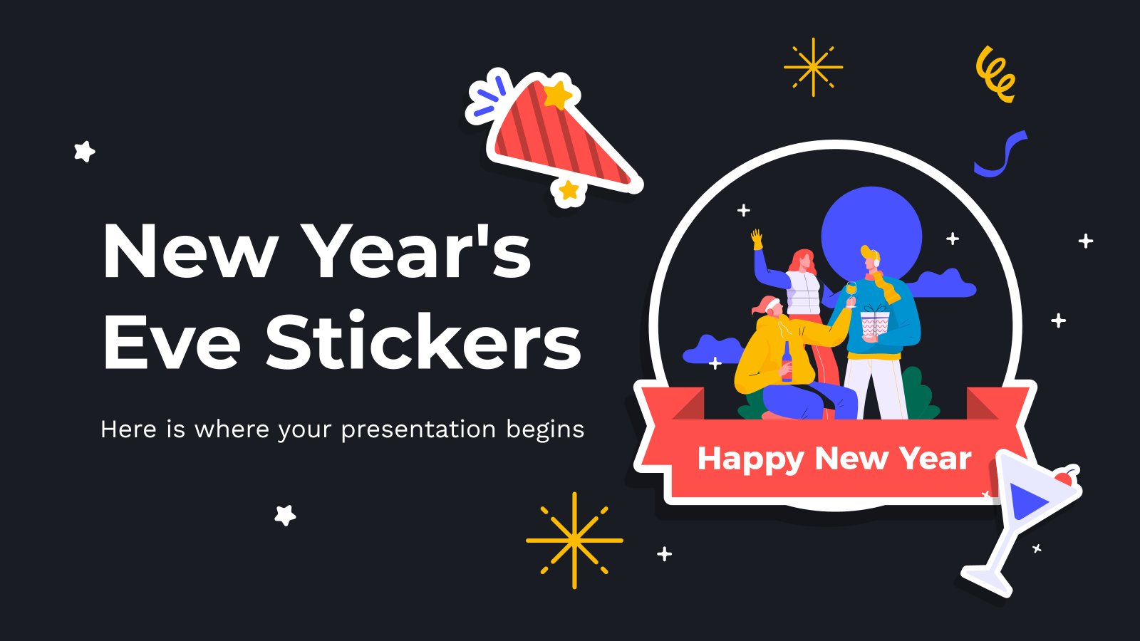 New Year's Eve Stickers presentation template 