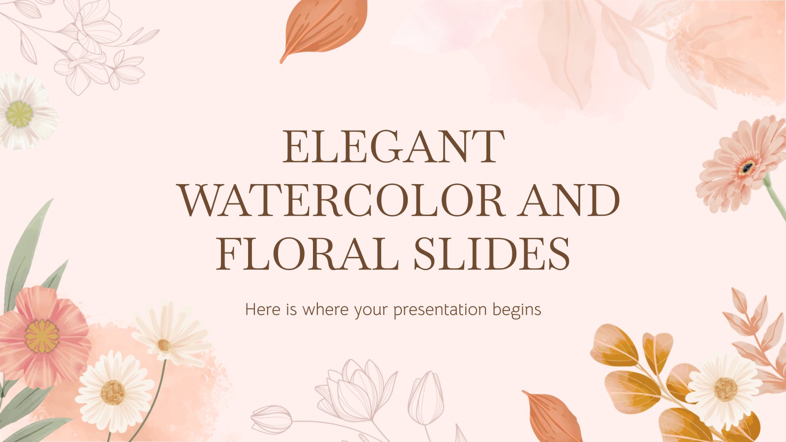 Elegant Watercolor and Floral Slides presentation template 