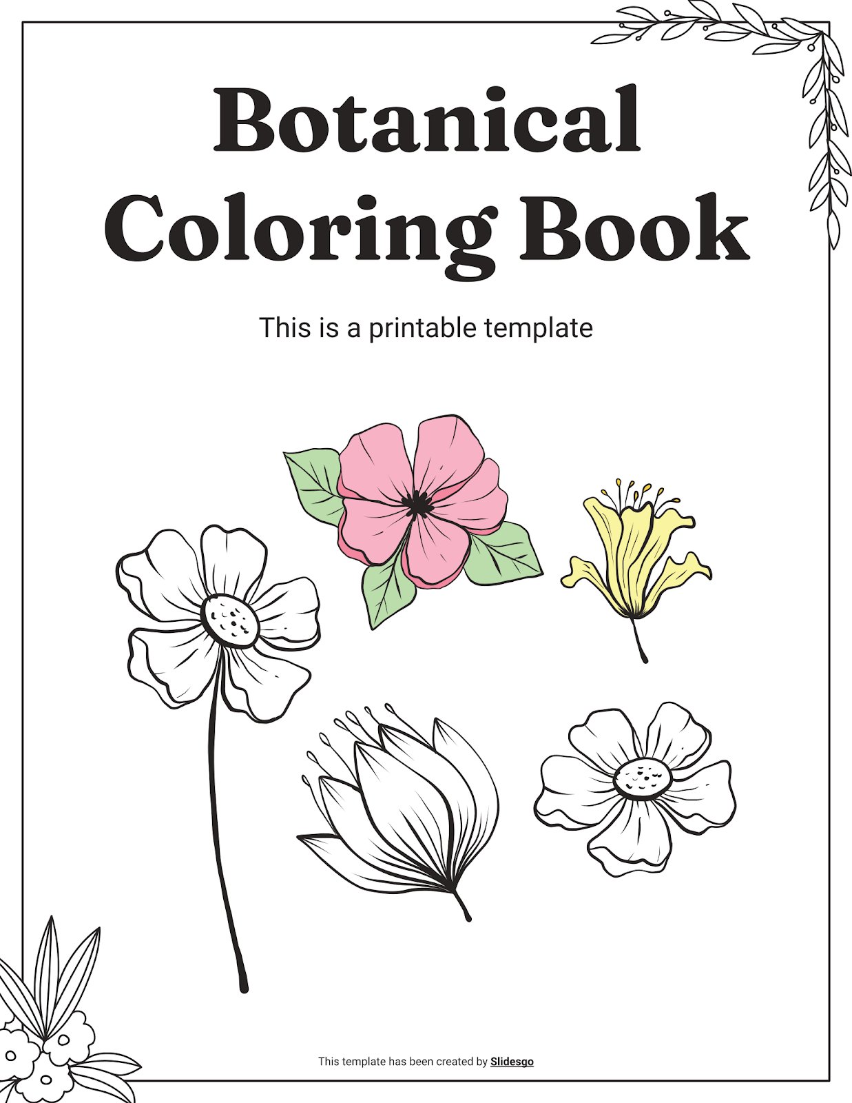 Botanical Coloring Book presentation template 