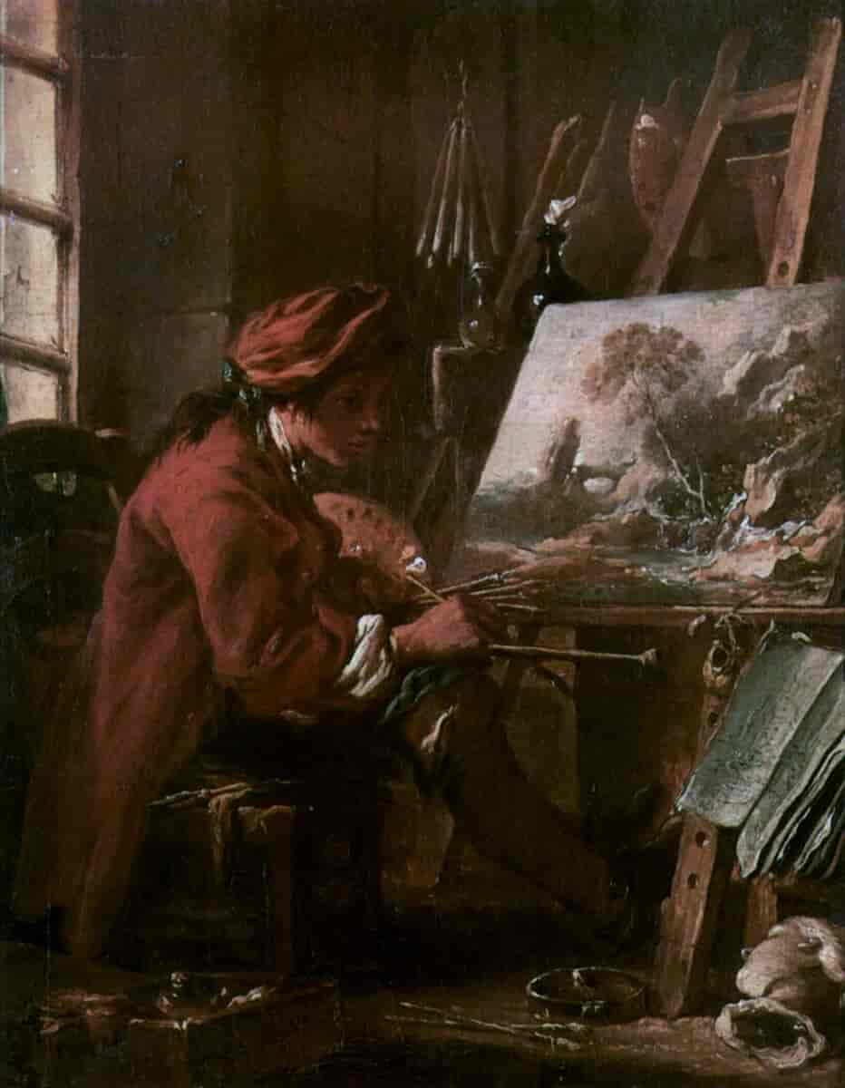 Selvportrett i studio, 1720