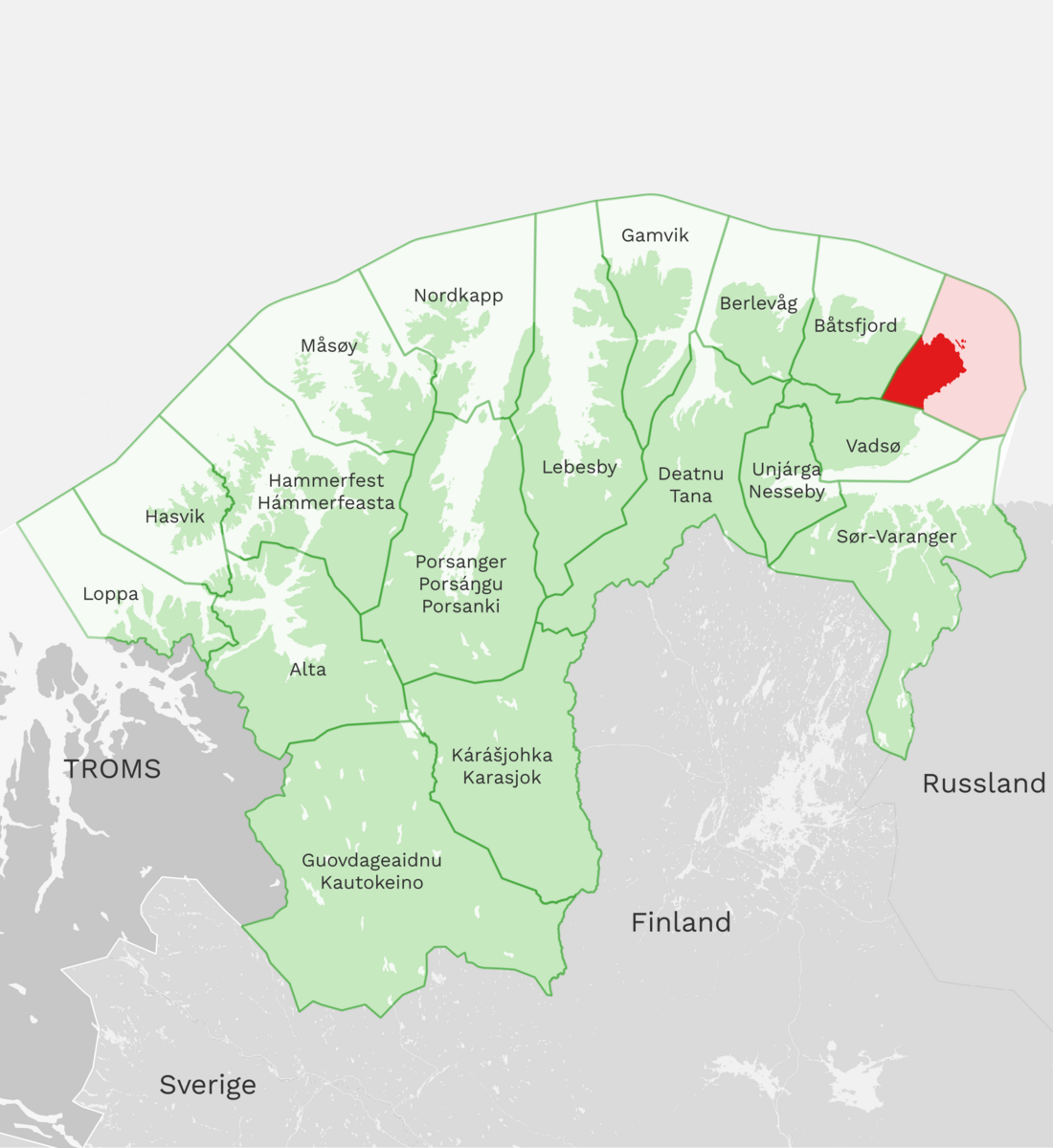 Kart: Vardø kommune i Finnmark