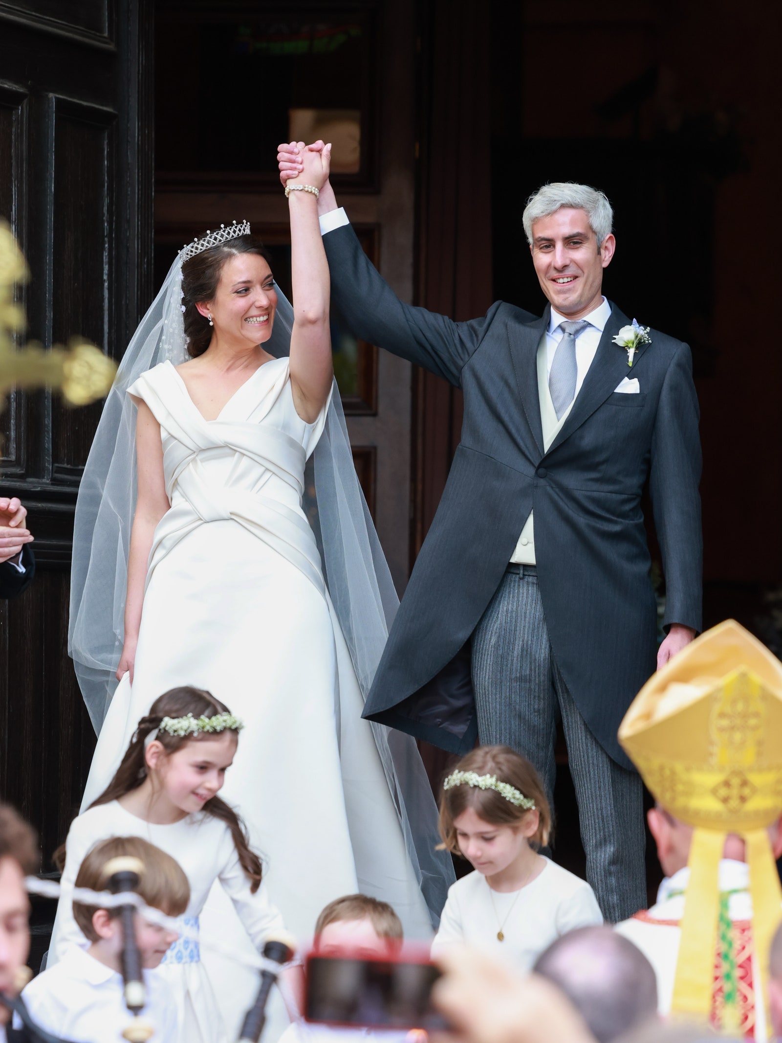 The couple leave the church