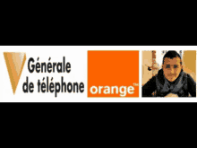 a man sits in front of an orange generale de telephone logo