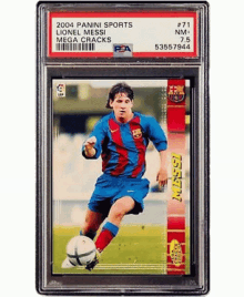 a lionel messi mega cracks soccer card from 2004