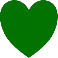 a green heart with a white background is shown