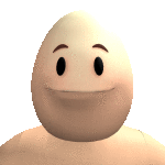 a cartoon egg with a smiley face on it 's face