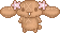 a pixel art of a brown dog with pink bows on its ears