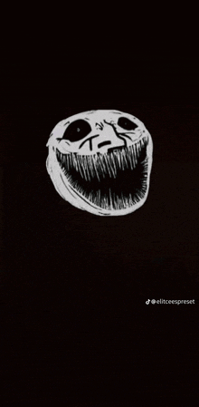 a black and white drawing of a creepy face on a black background