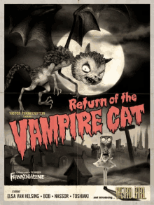 a movie poster for return of the vampire cat starring elsa van helsing bob nassar toshiaki