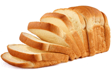 a loaf of bread that has been cut into slices on a white background