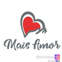 a logo with a red heart and the words mais amor on it