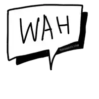 a black and white speech bubble with wah written on it