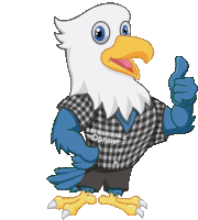 a cartoon eagle is giving a thumbs up and wearing a shirt that says abtoshkola