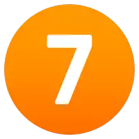 an orange circle with a white number 7 inside