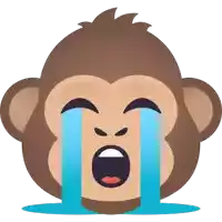 a crying monkey with tears coming out of its eyes