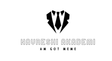 a black and white logo for a company called havreshi akademi am got meme