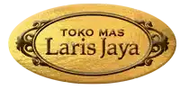 a gold oval with the words toko mas laris jaya on it