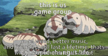 a cartoon of two animals with the words " this is us game group " at the top