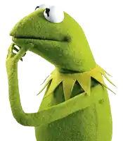 kermit the frog has a yellow collar and a white eye