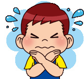 a cartoon of a boy with his arms crossed and tears coming out of his eyes