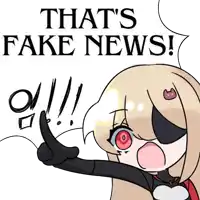 a cartoon girl says that 's fake news while pointing her finger