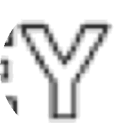 a pixelated image of the letter y on a white background