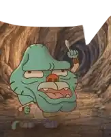 gumball from the amazing world of gumball is giving the middle finger while holding a spoon .