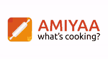 a logo for amiyaa what 's cooking with a rolling pin on it