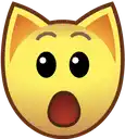 a yellow cat emoji with a surprised look on its face and a red mouth .