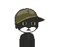 a pixel art of a cat wearing a hat