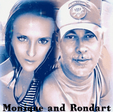 a man and a woman are posing for a picture with the name monique and rondart