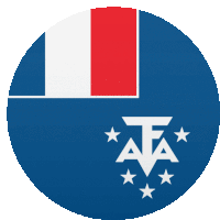 a blue circle with a red white and blue flag and the letters ata on it