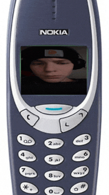 a nokia phone with a picture of a man on it