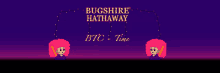 a purple background with the words bugshire hathaway btc time on it