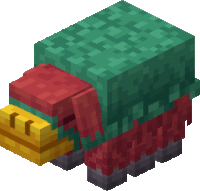 a minecraft sheep with a green and red blanket