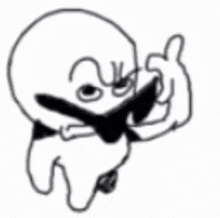 a black and white drawing of a cartoon character with a bow tie .