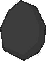 a black octagon on a white background that looks like a rock