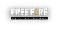 the logo for free fire battlegrounds is a white logo with a yellow arrow .