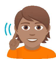 a cartoon drawing of a person with their finger in their ear