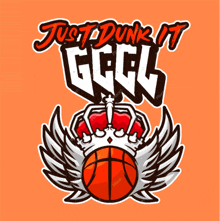 a logo for a basketball team that says just dunk it