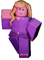 a cartoon character with blonde hair and purple clothes